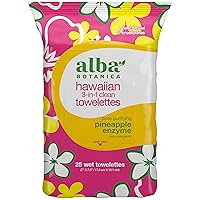 Hawaiian 3 In 1 Clean Towelettes Deep Pore Purifying Enzyme, Pineapple, 25 Count (Packaging May Vary)