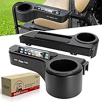 Golf Cart Armrest with Cup Holder/Rear Seat Arm Rests Fit for EZGO/Club Car/Yamaha & Most Golf Cart, Upgrade 3rd Gen - with Phone Holder, No Drilling Required, Fit 1.0