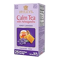 Hyleys Calm Tea with Ashwagandha - Lavender & Honey Flavor - Caffeine-Free, 100% Natural Herbal Tea - 25 Tea Bags