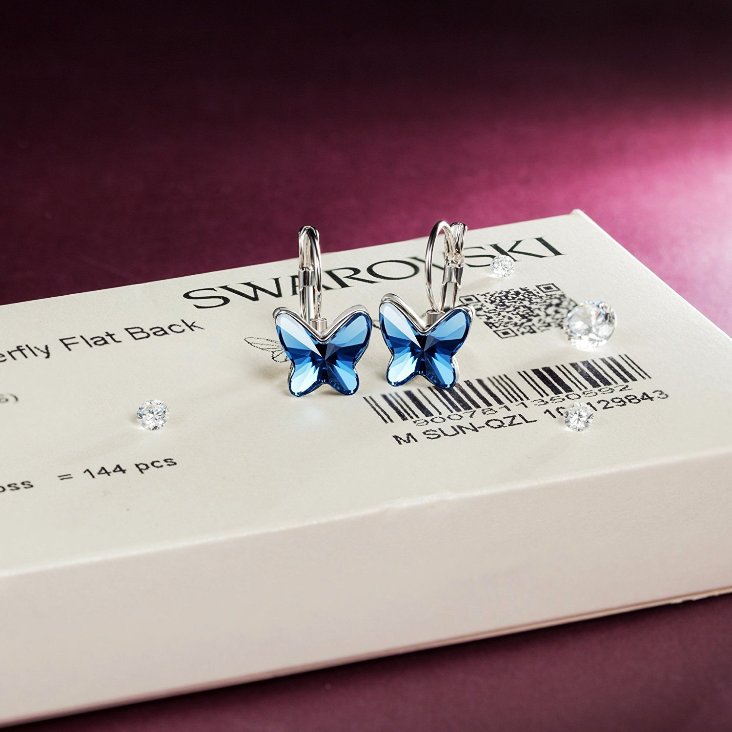 Brilla Women's Butterfly Hoop Earrings Stud Jewelry with Swarovski Crystals