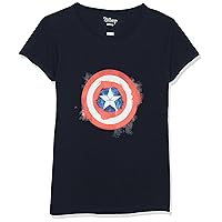 Marvel Little, Big Captain America Spray Logo Girls Short Sleeve Tee Shirt