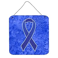 Caroline's Treasures AN1202DS66 Dark Blue Ribbon for Colon Cancer Awareness Wall or Door Hanging Prints Aluminum Metal Sign Kitchen Wall Bar Bathroom Plaque Home Decor, 6x6, Multicolor