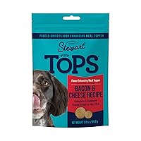 Stewart Freeze Dried Dog Food Topper, PuffTops, Made in USA with Real Bacon, Healthy, Natural, Freeze Dried Dog Treats, Delicious Dog Food Toppers, Bacon and Cheese Recipe, 3.5 Ounce Resealable Pouch