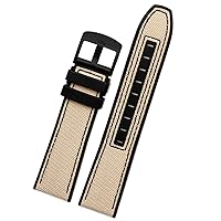 22mm Canvas Rubber Watch Strap Men Wrist Band Bracelet for Tissot Series Soft Watchbands (Color : Khaki Black, Size : 22mm)