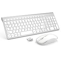 Wireless Keyboard and Mouse,J JOYACCESS USB Slim Wireless Keyboard Mouse with Numeric Keypad Compatible with iMac Mac PC Laptop Tablet Computer Windows -Silver White