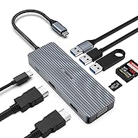 USB-C Hub Docking Station Triple Display 4K HDMI for MacBook M1, 9 in 1 USB C Hub (2 HDMI, VGA, USB 3.0, USB 2.0 * 2, PD100W, SD/TF) Compatible with Thunderbolt 3/ Windows and Other Type-C Devices