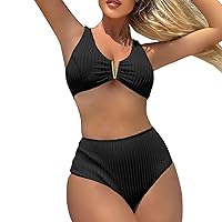 Cute Swimsuits for Kids Solid Color Tankini Underwire Swimsuits for Women