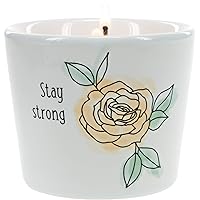 Pavilion Gift Company Stay Strong-Tranquility 8oz Soy Wax Stoneware Vessel Single Wick Candle, White