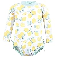Hudson Baby Baby Girl's Rashguard Toddler Swimsuit, Mint Lemons, 3T
