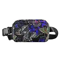 Black Butterfly Fanny Packs for Women Men Belt Bag with Adjustable Strap Fashion Waist Packs Crossbody Bag Waist Pouch Sling Bag for Hiking