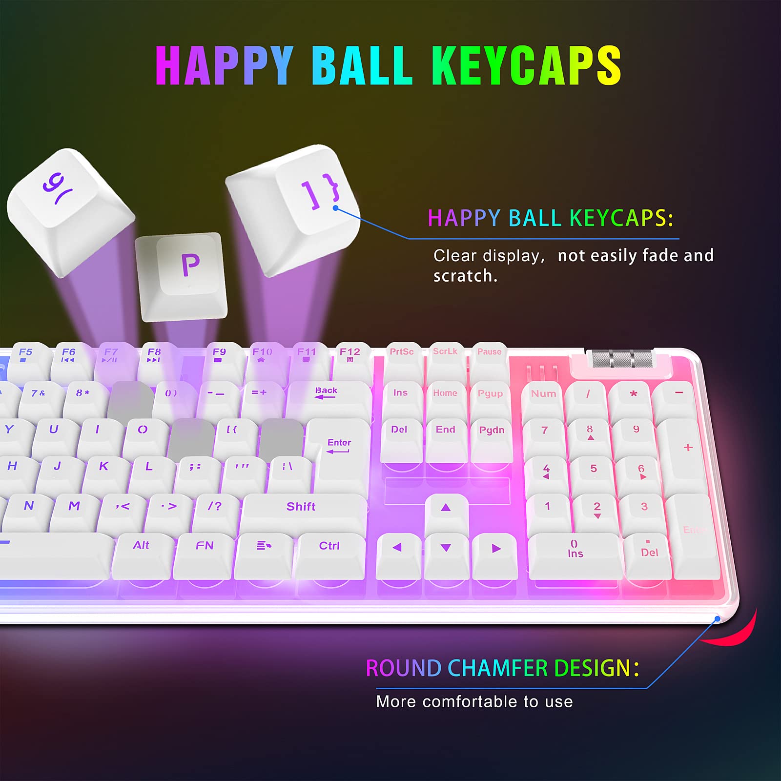 KOLMAX K10 Wireless Gaming Keyboard and Mouse Combo,Rechargeable 2.4G Transparent RGB Backlit Mechanical Feel Keyboard with PBT Keycap,Ergonomic Wireless Office Keyboard Mouse Set for PC Mac Win