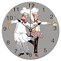 ArogGeld Chefs Wall Clock Chef Gifts Clocks Silent Round Wooden Wall Clock Battery Operated Decorative Hanging Clock for Office Home Decor Wedding Birthday Housewarming Gift, Multicolor, One Size