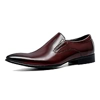 Men's Genuine Leather Comfort Fashion Pointed-Toe Anti-Slip Slip on Classic Loafers Dress Formal Shoes Office