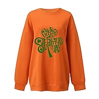 Oversized Sweatshirt Women Shamrock Crew Neck Long Sleeve Shirt Casual Tunic Pullover Clover St Patricks Day Loose Shirts