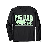 Mens Pig Dad Boys Farm Animal, Cute Pig Lover Farmer Farming Long Sleeve T-Shirt