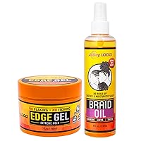 AllDay Locks Edge Gel (5 oz) & Braid Oil (8 oz) Bundle | Extreme Hold Edge Control | Strengthen and Moisturize Roots & Scalp