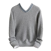 Winter Thickened Cashmere Sweater Men's V-Neck Jacquard Knitted Pullover Student Warm Bottoming Shirts