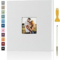 Photo Album Self Adhesive Pages for 4x6 5x7 8x10 Pictures Magnetic Scrapbook Photo Albums with Sticky Pages Books with A Metallic Pen for Baby Wedding Family 13.2x12.8 White 40 Pages