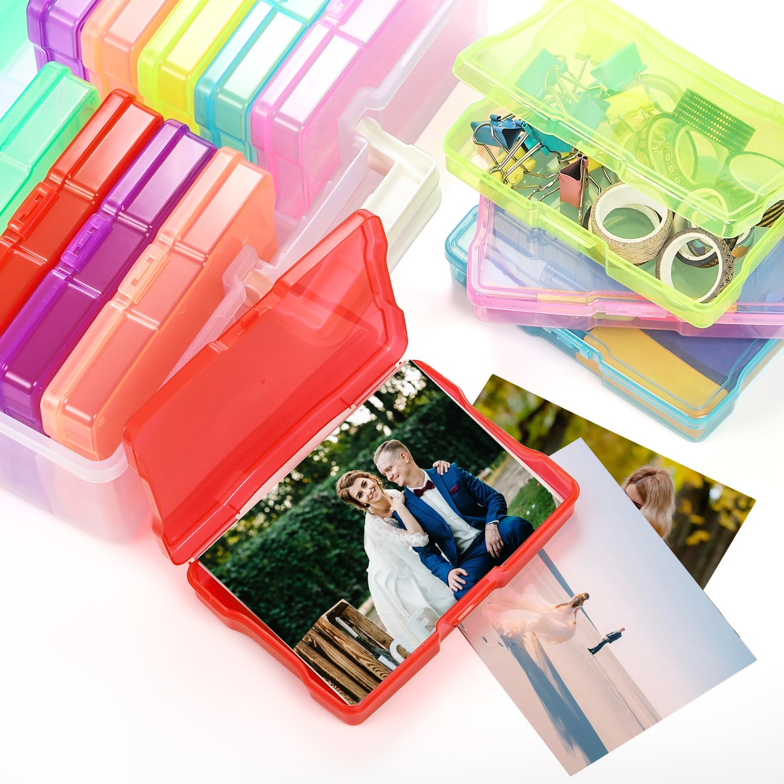 Goaste 4 x 6 Photo Cases and Clear Craft Keeper, 16 Inner Cases Plastic  Storage Container Box, Extra Large Transparent Picture Organizer Boxes for