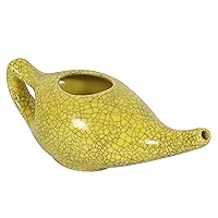 Leak Proof Durable Porcelain Ceramic Neti Pot Hold 230 Ml Water Comfortable Grip | Microwave and Dishwasher safe eco Friendly Natural Treatment for Sinus and Congestion (Crackle Yellow)