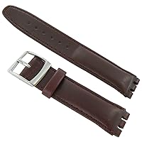 20mm Genuine Oiled Leather Padded Stitched Burgundy Watch Band Fits Swatch