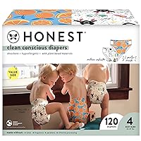 The Honest Company Clean Conscious Diapers | Plant-Based, Sustainable | Space Travel + Orange You Cute | Super Club Box, Size 4 (22-37 lbs), 120 Count