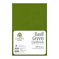 Basil Green Cardstock - 4 x 6 inch - 65Lb Cover - 100 Sheets - Clear Path Paper