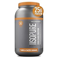 Isopure Zero Carb, Vitamin C and Zinc for Immune Support, 25g Protein, Keto Friendly Protein Powder, 100% Whey Protein Isolate, Flavor: Vanilla Salted Caramel, 3 Pounds (Packaging May Vary)