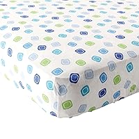 Luvable Friends Unisex Baby Fitted Playard Sheet, Blue Geometric, One Size