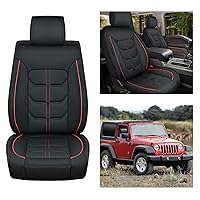 Nilight Car Seat Covers Custom Fit 2007-2024 Jeep Wrangler JK JL 4-Door Waterproof Wear-Resistant Leather Anti Slip Cushion Front Set (2PCS Front Seat Cover), 2 Years Warranty