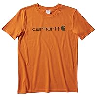 Carhartt boys Knit Short Sleeve Crewneck Logo T-shirt T Shirt, Orange, 12 Years US