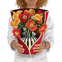Freshcut Paper Pop Up Cards, French Blooms, 12 Inch Life Sized Forever Flower Bouquet 3D Popup Greeting Cards, Mother's Day Gifts, Birthday Gift Cards, Gifts for Her with Note Card & Envelope