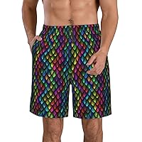 Dragon Scale Print Men's Beach Shorts Hawaiian Summer Holiday Casual Lightweight Quick-Dry Shorts