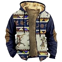 Men's Winter Warm Sherpa Fleece Lined Hoodies Comfy Vintage Thickened Jackets Casual Loose Western Jacket Coats