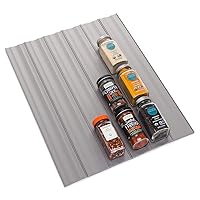 SpiceLiner Adjustable Spice Drawer Liner, 10ft Roll, Gray, Seasoning and Spices Bottle Organizer Insert