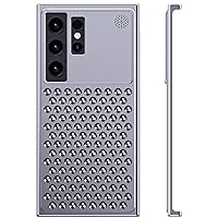 Case for Samsung Galaxy S24 Ultra/S24 Plus/S24 Aluminum Metal Ultra-Thin Frameless Case Honeycomb Heat Sink Aromatherapy Phone Case (Silver,S24 Ultra)