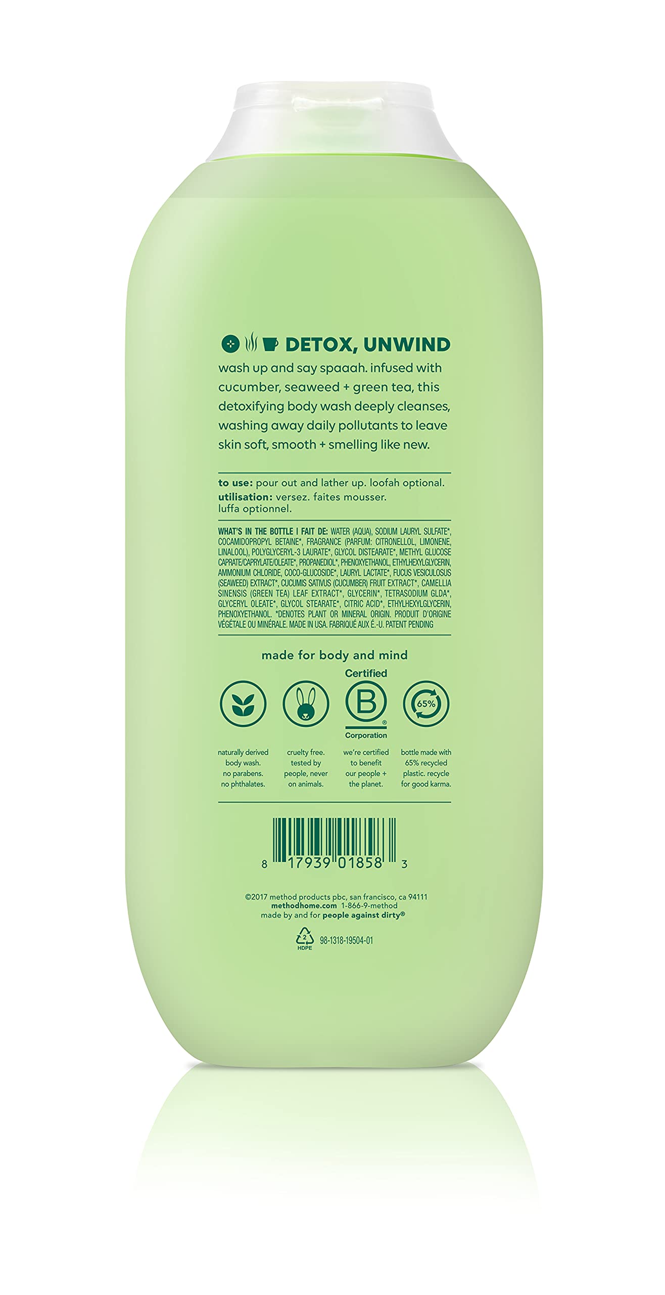 Method Body Wash, Daily Zen, Paraben and Phthalate Free, 18 oz (Pack of 1)