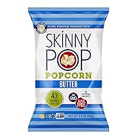 SkinnyPop Butter Popcorn, Gluten Free, Non-GMO, Healthy Popcorn Snacks, Skinny Pop, 4.4oz Grocery Size Bag