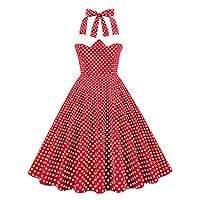 Womens Casual Summer Dress Highwaisted Baudot Holiday Cocktail Dress Hanging Neck Backless Sexy Midlength Dress