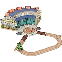 Thomas & Friends Wooden Railway Toy Train Track Tidmouth Sheds Starter Set with Percy Wood Engine for Ages 3+ Years (Amazon Exclusive)