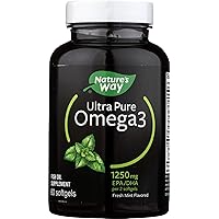 Ultra Pure Omega3 Fish Oil 1250 mg EPA/DHA Mint Flavored 60 Softgels