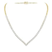 5 Carat Round Cut IGI CERTIFIED Natural Diamond Tennis Necklace in 18K Gold Plated 925 Sterling Silver Real Diamond Necklace For Men's & Women's Jewelry (I2-I3 Clarity, H-I Color)