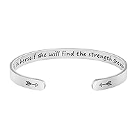 Inspirational Bracelets for Women Hidden Message Mantra Cuff Bangle Stainless Steel Friend Encouragement Gift