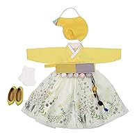 Girl Baby First Birthday Party Celebration Hanbok Korean Traditional Costumes 100th days-8 Ages Yellow Flower osg02