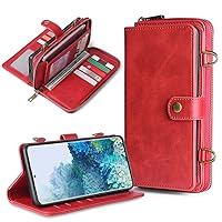 Detachable Wallet Leather Phone Case for Samsung Galaxy A21S A20E A50 A51 A70 A71 S8 S9 S10 S20 S21 S22 Plus Note20 Ultra S21FE,red, for Samsung S20FE