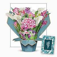 Paper Flower Bouquet Card, Pop Up Cards, 11 inches with Note Card and Envelope - Calla Lilies