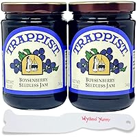 Seedless Boysenberry Jam Bundle with - (2) 12 oz (340g) Jars of Trappist Boysenberry Seedless Jam and (1) Plastic Spreader Jar Scraper