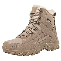 Men's Plain Toe Zip Boot Fashion Bicycle Toe Boot Hiking Boots for Men Casual Boots Mens Water-Resistant Boots (vo4-Khaki, 11)