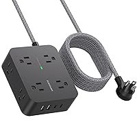 Power Strip Surge Protector 10 Ft Cord, Extension Cord Flat Plug with 8 Outlets 4 USB Ports(2 USB C), Wall Mount, Desk Charging Sation for Home Offcie