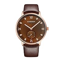 GUANQIN Men's Analogue Automatic Self-Winding Mechanical Stainless Steel Leather Business Watch Luminous Waterproof